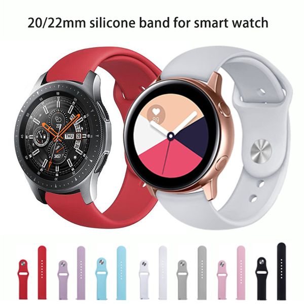 

20мм 22мм силиконовый ремешок для samsung galaxy активно 2 смотреть 42мм 46мм шестерней s3 amazfit бип huawei замена часы ремешок аксессуары
