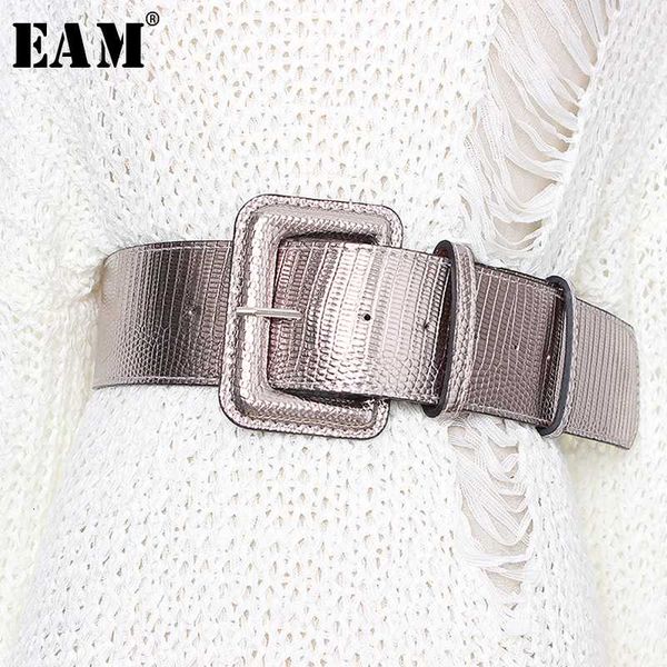 

eam] pu leather multicolor big buckle split joint long belt personality women new fashion all-match spring autumn 2020 1d176, Black;brown