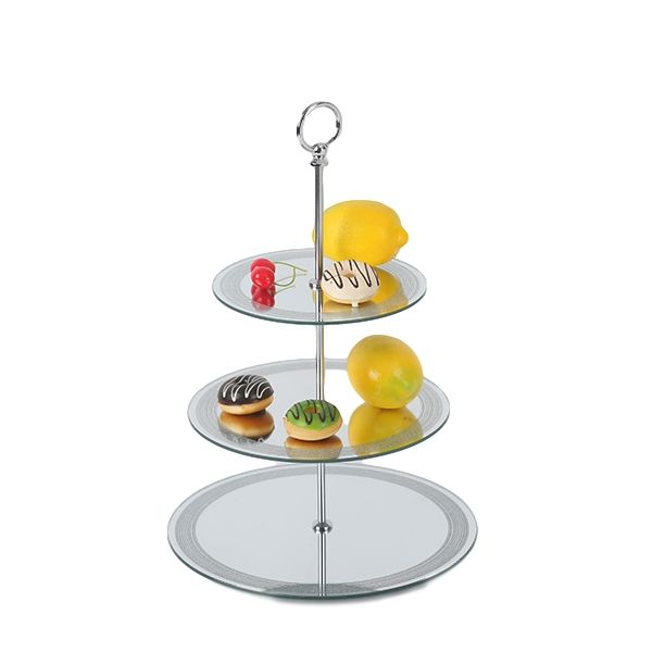 

creative flash silver crystal craft mirror three layer cake stand