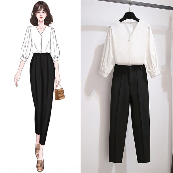 

3nbae 2020 summer new pants and trousersfashion business wear temperament goddess fan two-piece suit western style light mature royal sister, Gray