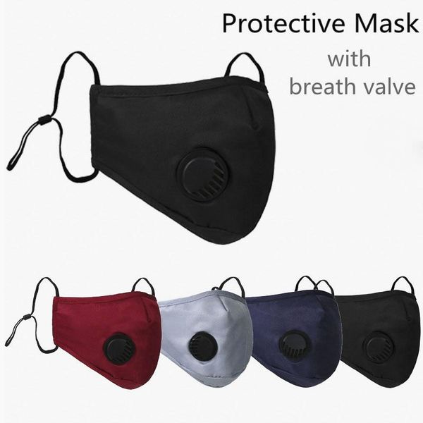 

us stock face mask anti-dust earloop with breathing valve adjustable reusable mouth masks soft breathable anti dust protective masks