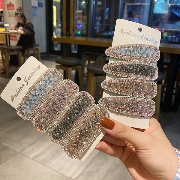 

crystal hair clips women headdress hairpin shine water drop diamond bb clip pretty design side grips wholesale, Golden;silver