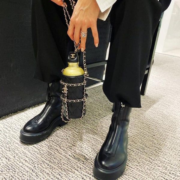 

autumn ankle boots women round toe front zipper thick heels boots leather botines mujer winter botas de mujer 2020, Black