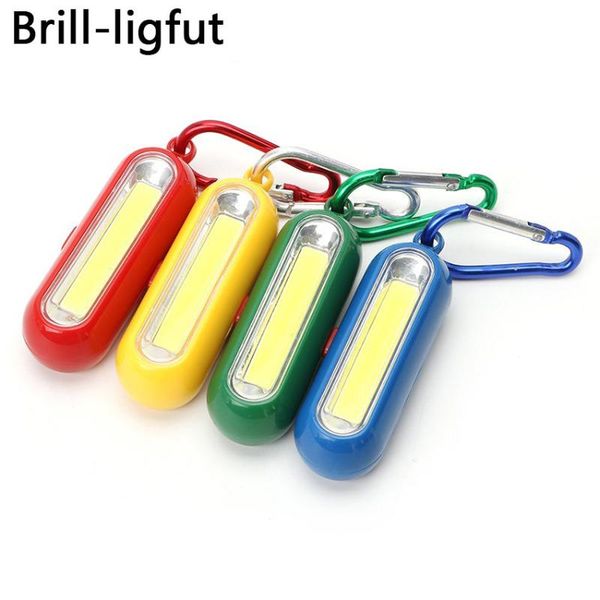 

flashlights torches 1pcs cob led keychain key chain keyring pocket torch handy light lamp carabiner emergency camping hiking fishing
