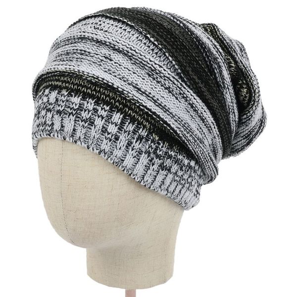 

удобная мягкая громоздкая hat unisex knit упругие beanie hat зима теплая мода череп cap новый, Black