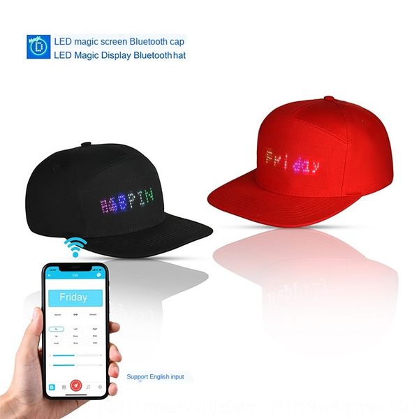 

luminous wirelessluminous mobile phone mobile phone english animation app bluetooth led display cap, Blue;gray