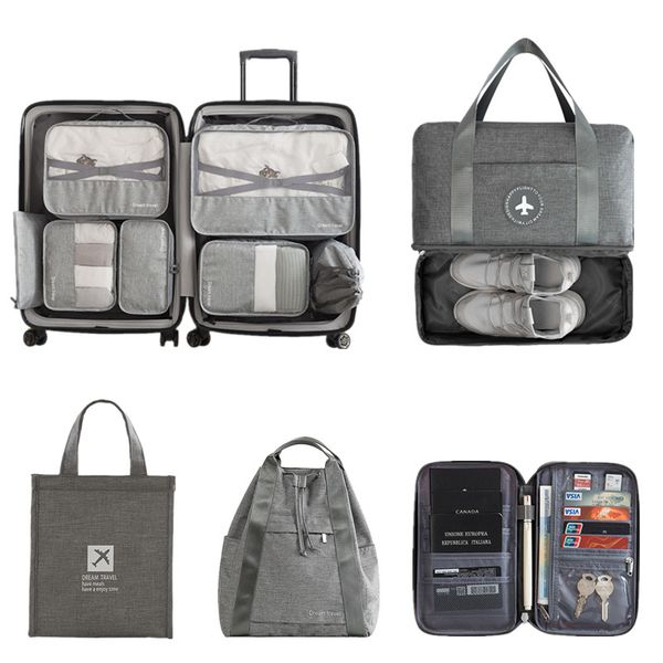 

travel bag set waterproof packing cube portable clothing sorting organizer cosmetics zipper pouch women luggage accessory