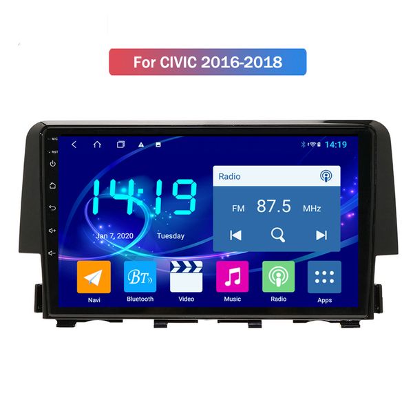 

android car radio multimedia car stereo with frame and wire car video player for honda civic 2016 2017 2018 built in carplay