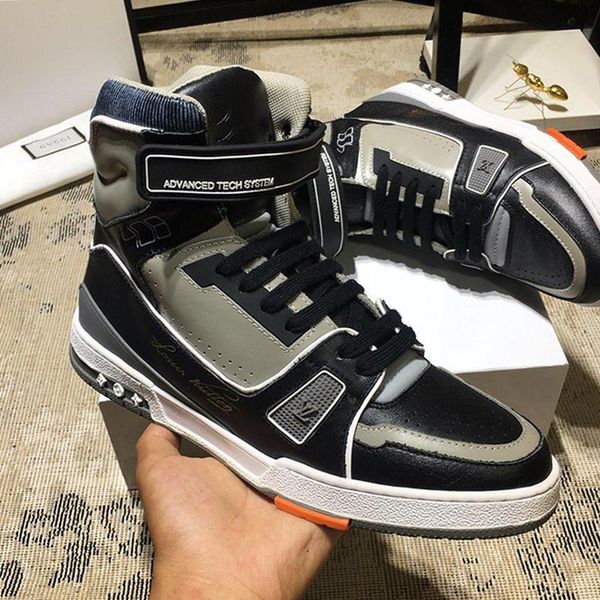 

luxury mens shoes luxury platform footwear lace -up sports trainer sneaker boot mens shoes fashion type bottes hommes fast ship, Black