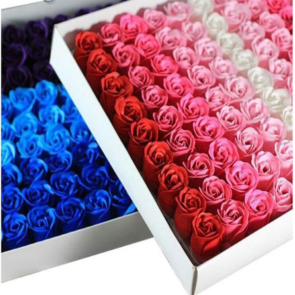 

81pcs/lot rose bath body flower floral soap scented rose flower essential wedding valentine's day gift holding flowers