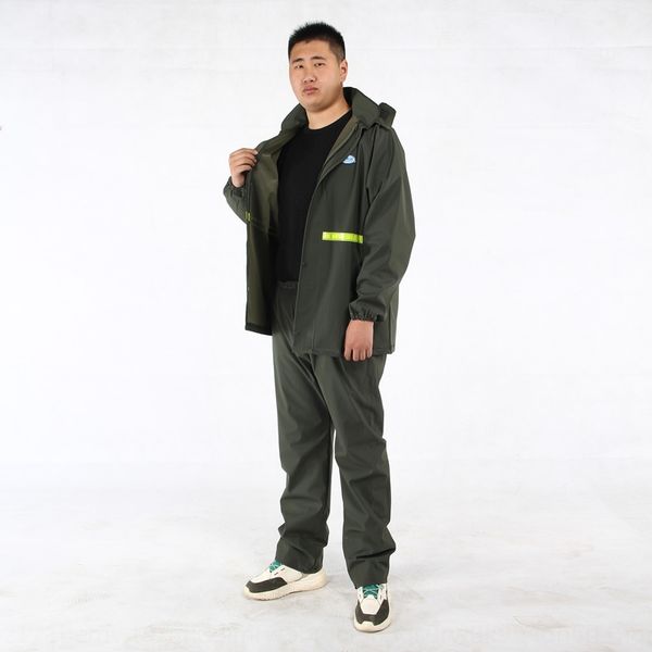 

knitted reflective suit split raincoat rain pants hiking outdoor knitted labor protection mine reflective labor protection mine mine, Black