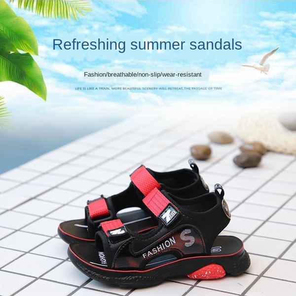 

boys' 2020 and new fashionable children's sandals medium and large children's girls' sandals soft sole anti-skid summer, Black;red