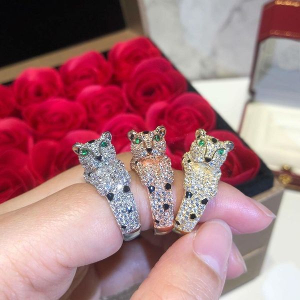 

luxury designer jewelry ring s925 sterling silver studded luxury spotted leopard ring woman domineering ring