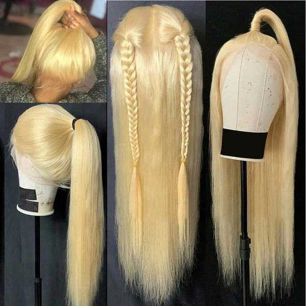 

2020 blonde lace front wig brazilian virgin straight hair wigs ombre colored wigs 150% transparent lace wig, Black;brown