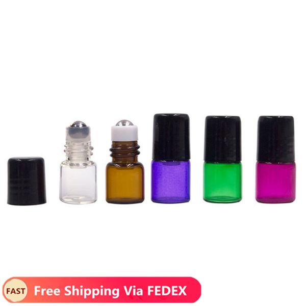 

1ml 2ml 3ml perfume bottle amber thin glass roll on bottle sample test essential oil vials with roller metal / glass ball