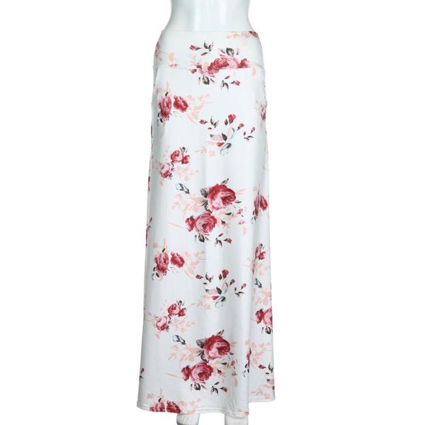 

skirts womail casual bohemia floral print skirt vintage women summer beach prints low waist long elegant maxi, Black