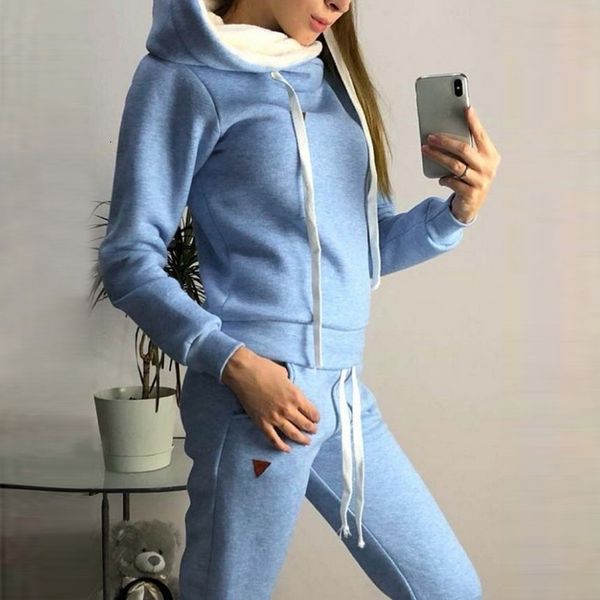

autumn winter clothes female two piece sets tracksuit for women long sleeve jackets pants two piece set warm outfits women suit, Gray