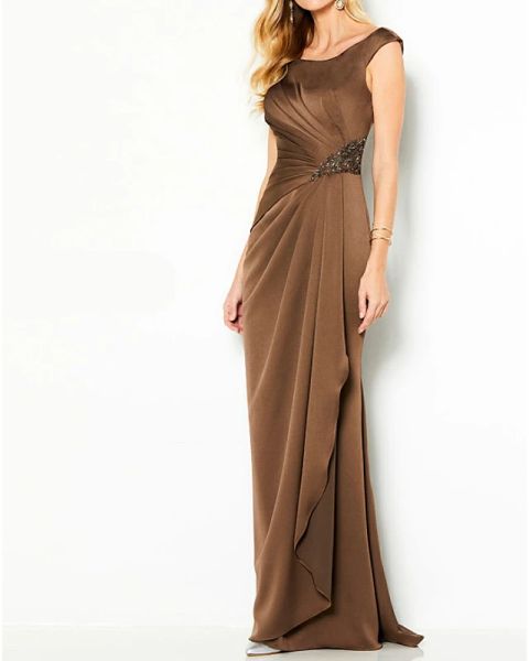 

mermaid / trumpet elegant formal evening dress scoop neck sleeveless floor length satin with ruched crystals, Black;red