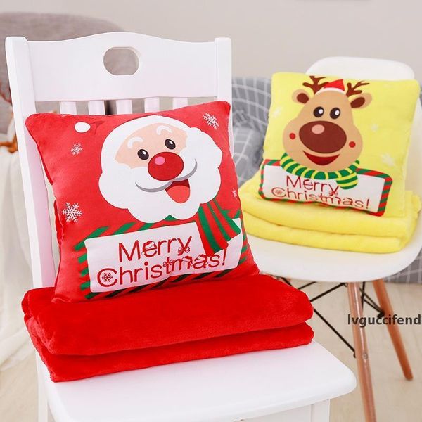 

christmas blankets cartoon plush pillow blanket three-in-one hand warmer pillow quilt santa air conditioning blanket cushion christmas gifts
