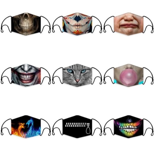 

cartoon 3d print face mask for pm2.5 anti-dust mouth mask dustproof anti-l washable reusable cotton face masks#682