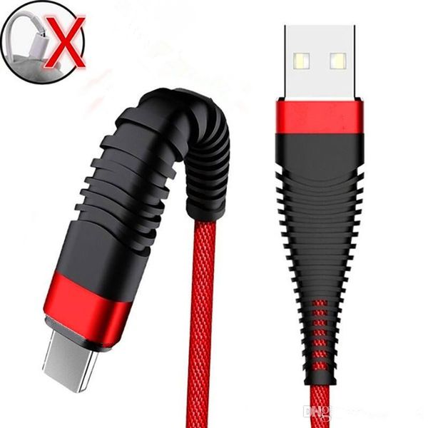 Carregador Cabo 2.4A 1m 3 pés Hi-Resistência Novo Tipo-C Durable trançado Nylon Cabo USB de carregamento rápido Micro USB Data Sync Cable USB