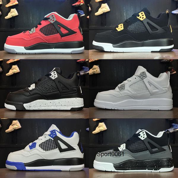 

2020 новая детская обувь ретро баскетбол обувь оптовые новые 4 4s кроссовки дети спорт девушка тренеры баскетбол обувь размер 28-35, Black