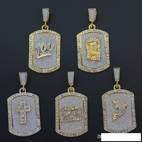 

fashion mens hip hop necklace jewelry 2018 new iced out dog tag pendant necklace gold box chain, Silver