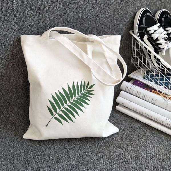 

leaves printing zipper canvas shoulder bags 2020 new fashion female casual simple students school bags handbags