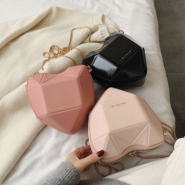 

bags for women 2020 texture small bag woman package personality heart-shaped package joker chain single shoulder satchel #25