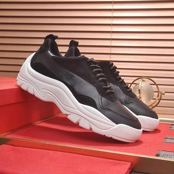 

men shoes casual luxury gumboy calfskin sneaker leather big size mens fashion shoes scarpe da uomo lace -up footwears drop ship, Black