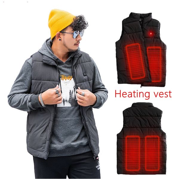 

big size men women outdoor usb heating vest jacket winter flexible electric thermal clothing waistcoat, Black;white