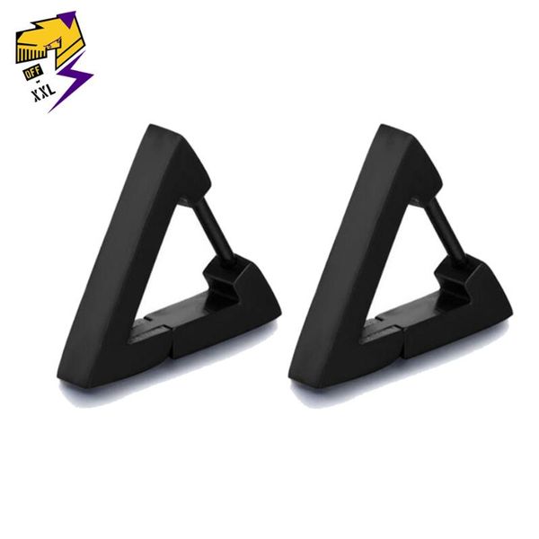 

punk black triangle hoop earring for men stainless steel ear plug cool minimalist geometric earrings female fashion jewelry, Golden;silver