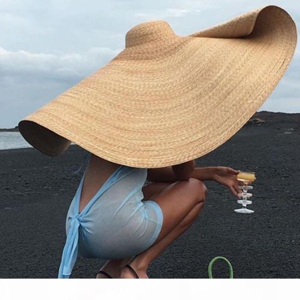 

80см мода большой вс hat бич anti-uv защиты от солнца складная строу сомбреро узелок брим соломенная шляпа складная пляж gorras, Blue;gray