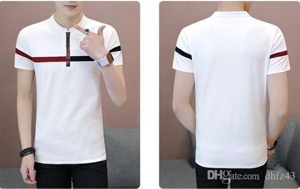 

summer 2019 new men's short-sleeved korean v-collar half-sleeve shirt, summer bottom shirt ysmile y 78, White;black