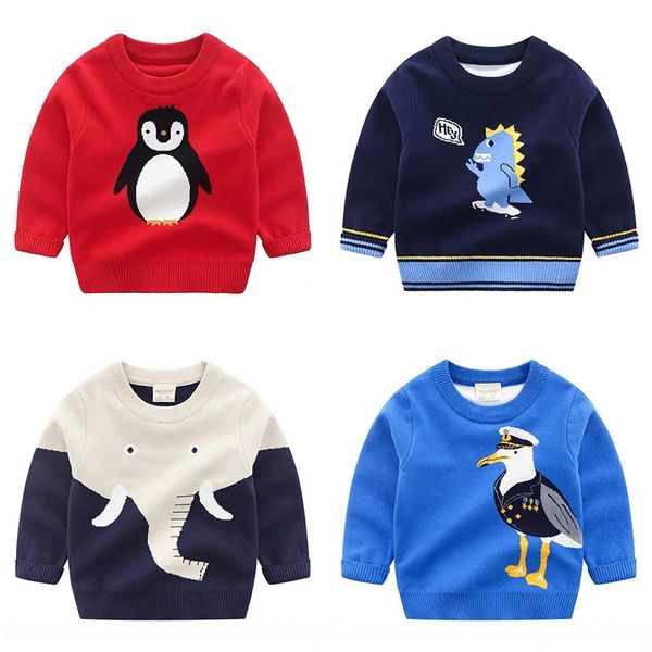 

2019 new cartoon baby knitted boy's children's clothing sweater children's clothing sweater, Blue