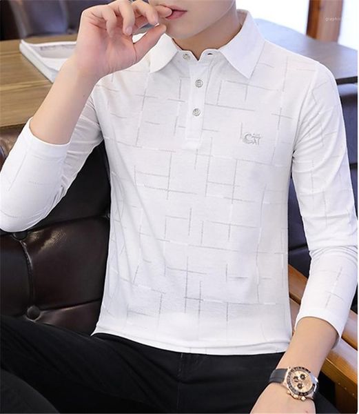 

polos printed повседневный длинными рукавами turn down воротник пуловер tshirts мода тонкий кнопка тройники mens конструктора, White;black