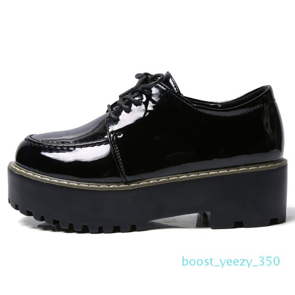 

women flat platform shoes woman thick bottom autumn burgendy platform women's casual shoes 4cm height incresing flats women d01 b35, Black