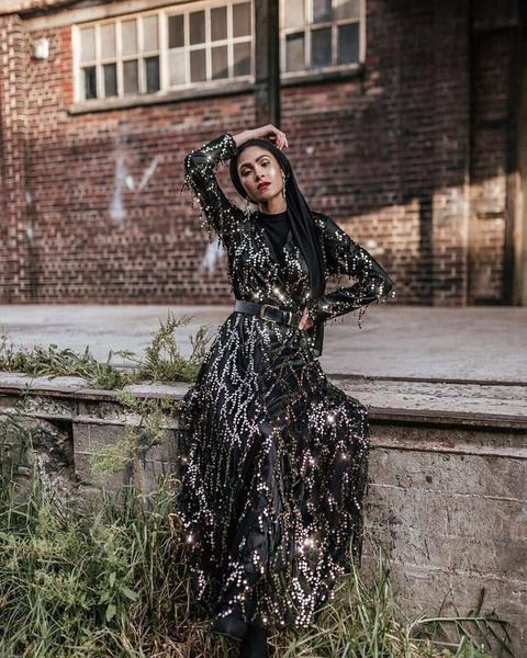 

ethnic clothing fashion sequin tassel abaya turkish dresses hijab muslim dress dubai abayas for women caftan marocain kaftan islamic, Red