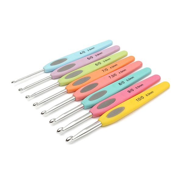 

8pcs colorful knitting needles soft plastic handle alumina crochet hooks knitting needles set sewing tools, Black