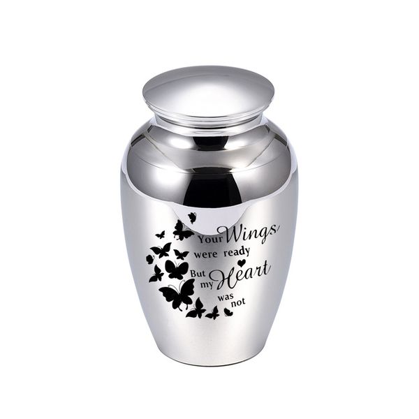 

your wings were ready my heart was not-funeral urn butterfly cremation urns for ashes memorial burial urns, Silver