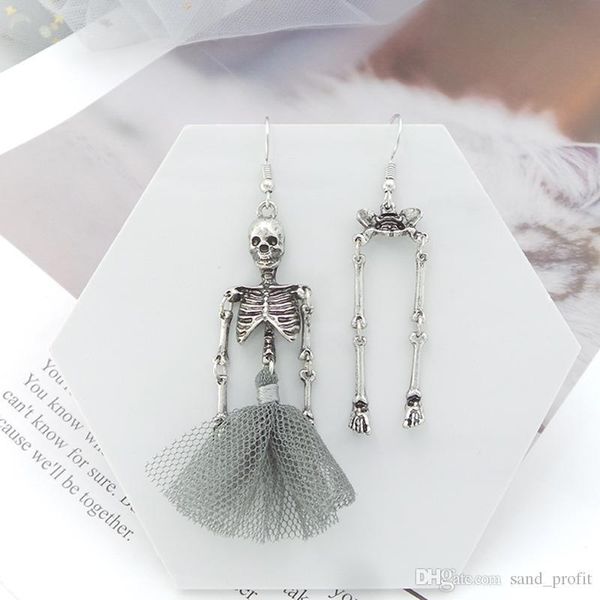 

unique tassels dangle earrings exaggeration skeleton designer earrings fashion skull earrings jewelry for women gift direct selling, Silver