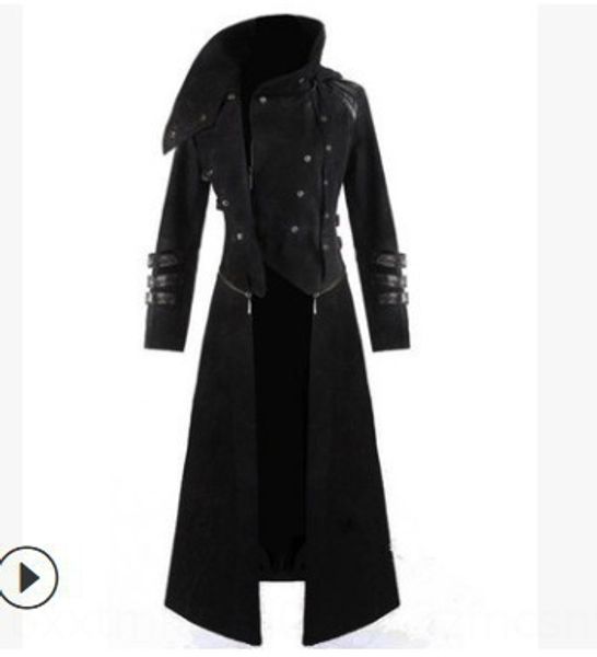 

2019 new men's winter long coat men's fashion slim fit all-match coat coatgentleman style stand collar, Black