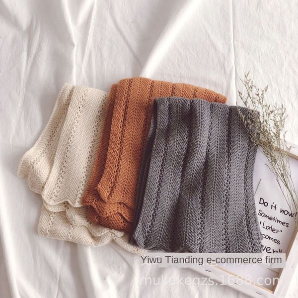 

korean warm scarfscarf style hollow-out lace solid color children's wool lengthened warm baby knitted scarf, Red;brown