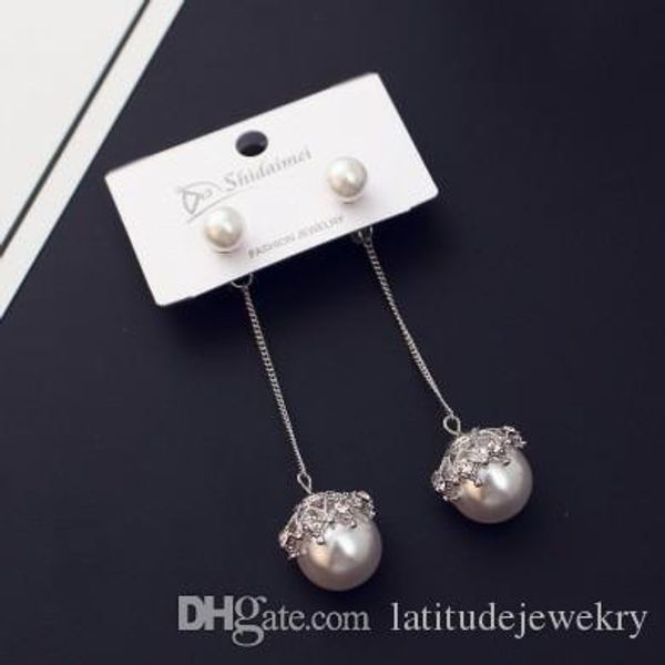 

luxury designer jewelry women earrings pearl diamond stud silver black elegant high-end retro asymmetric stud hoop earrings fashion jewelry, Golden;silver