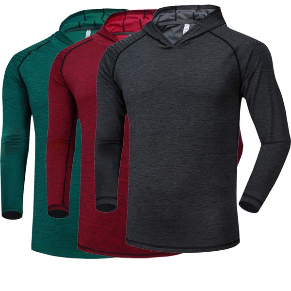 

men running shirts hooded quick-dry jogging cycling mens long sleeve sweats training t-shirt fitness sports gym shirts, Black;blue