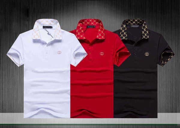 

european fashion trend new products men's t-shirt designer short-sleeved medusa polo shirt high street embroidery little bee print polo, White;black