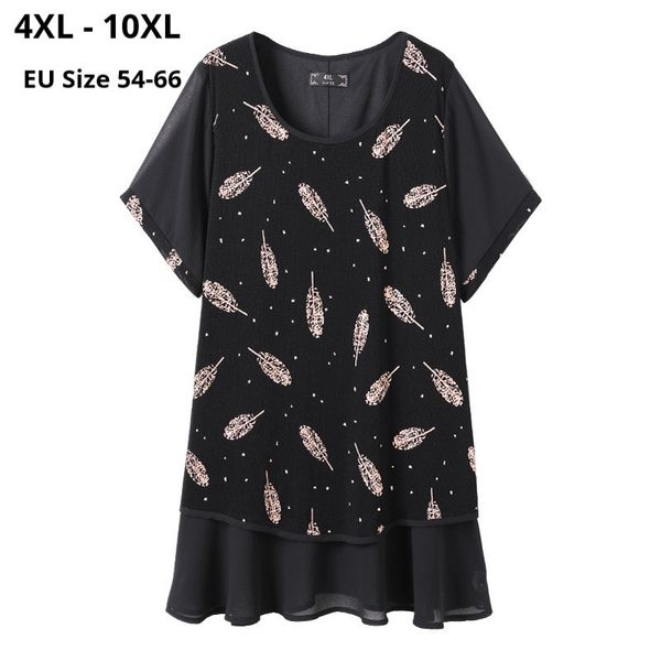 

plus size 10xl 8xl 6xl 4xl women short sleeves summer t-shirts femme elegant patchwork black clothing slim t shirts for mujers, White