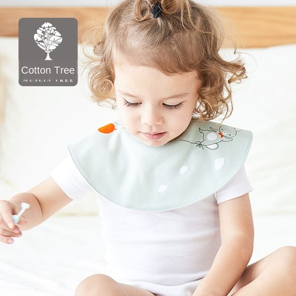 

muslin tree new cartoon waterproof lace bib 360-degree rotating lace baby bib cotton