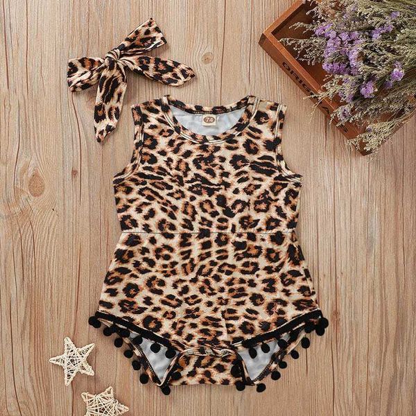 

new infant fashion jumpsuit baby leopard print one-piece robe romper delivery hair band, Blue