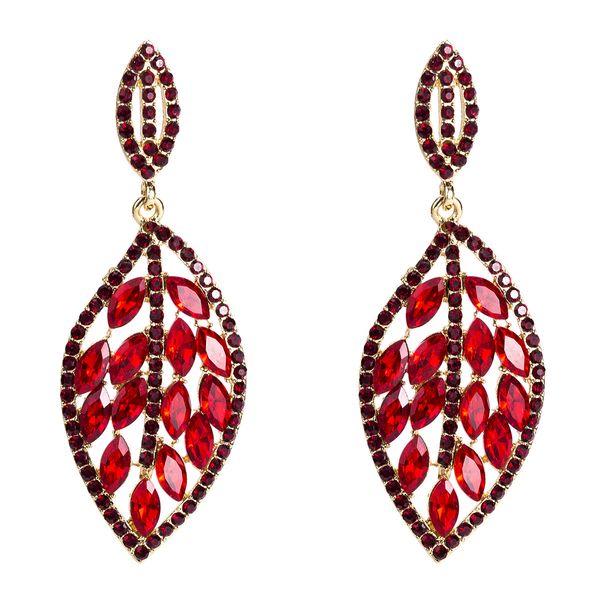 

eh8431 exaggerated leaf earrings diamond female fashion bohemia, Golden